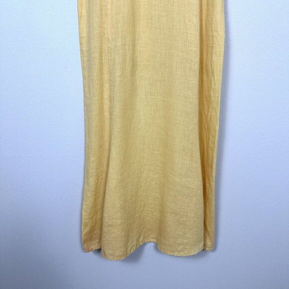 FLAX by Jeanne Engelhart 100% Linen Maxi Dress Size Petite US Small 4 - 6 Yellow - Picture 3 of 16